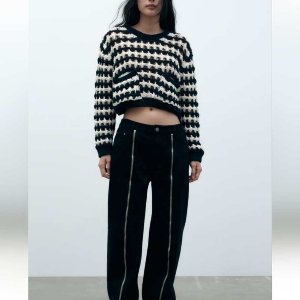Zara Open Knit Crop Sweater